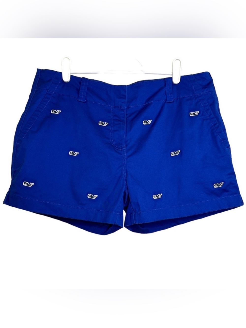 Vineyard Vines Cotton Chino High Rise High Waist Whale Shorts, Royal Blue,Size 8